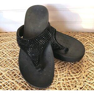 Vionic Women's Size 7 Black Thongs w/ Sequins, EUC